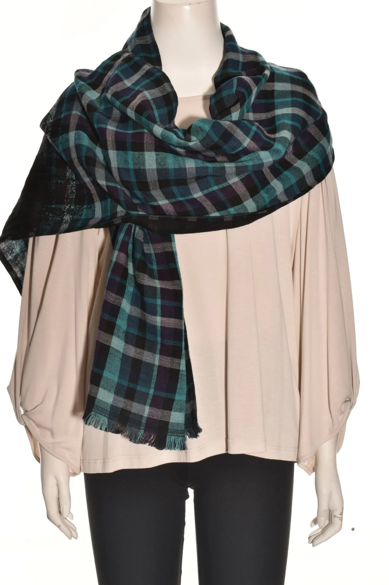 Asian Eye. Ocean Plaid Scarf.