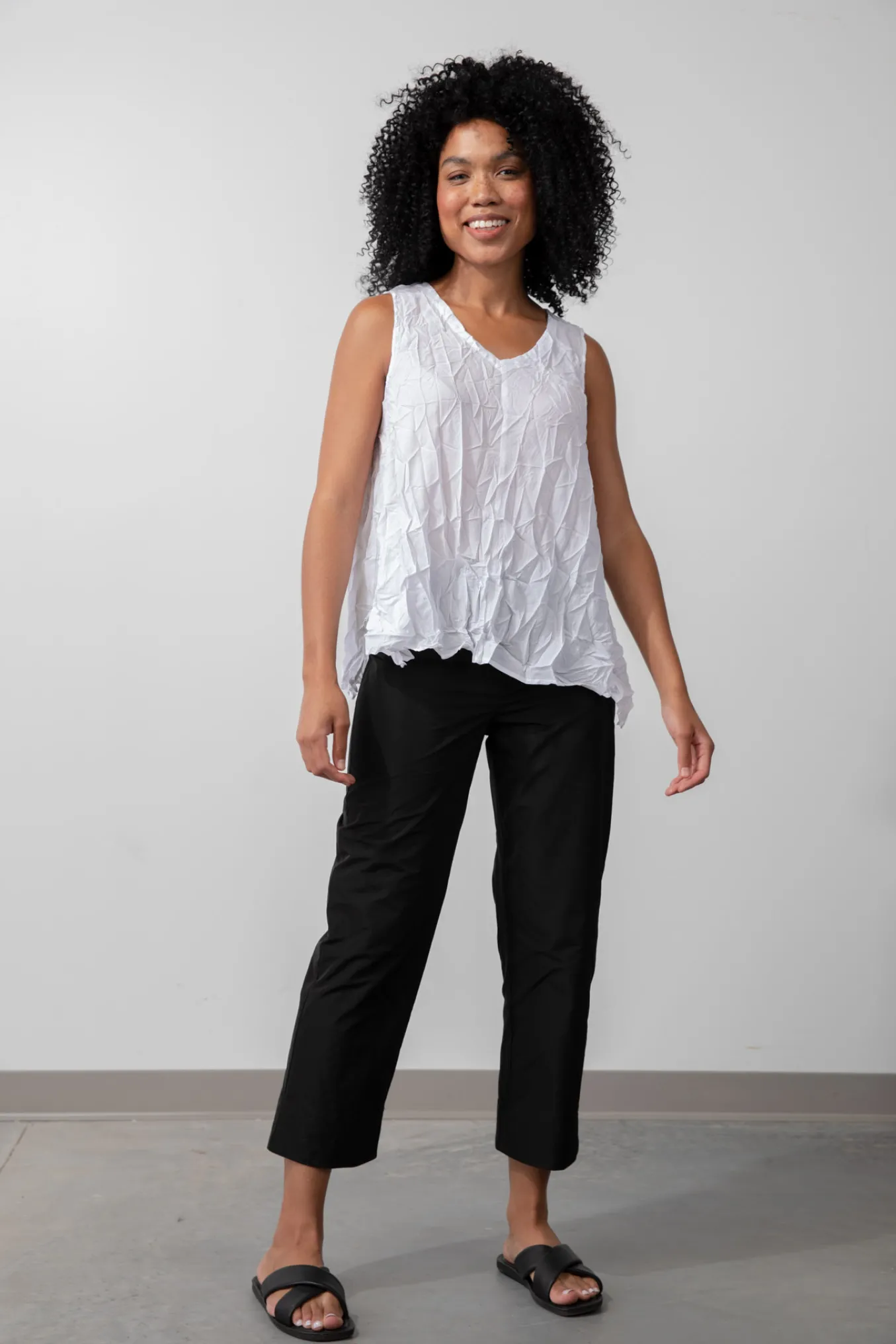 Liv. By Habitat. Crimped Crepe De Chine Solid Bias Tank.