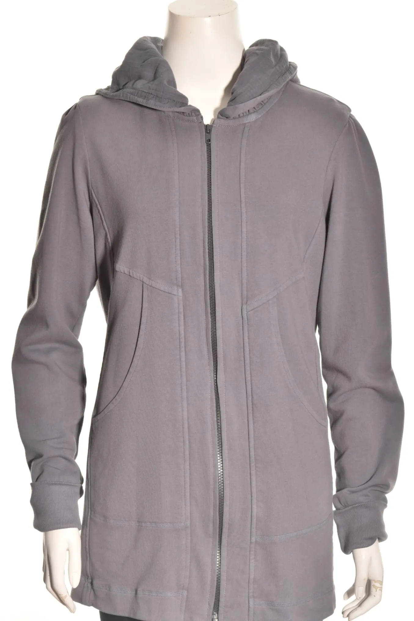 Color Me Cotton. Zip Front Hoodie With Yoke Bands Pockets.