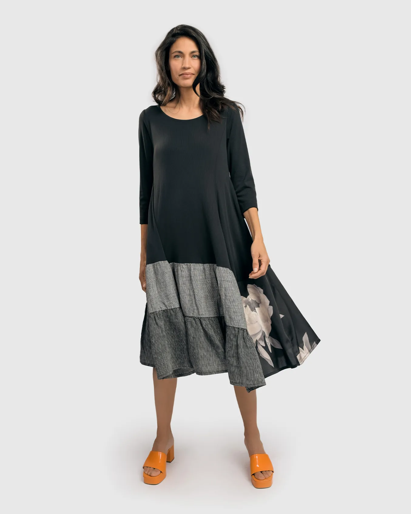 Alembika. Stripes And Floral Up Dress.