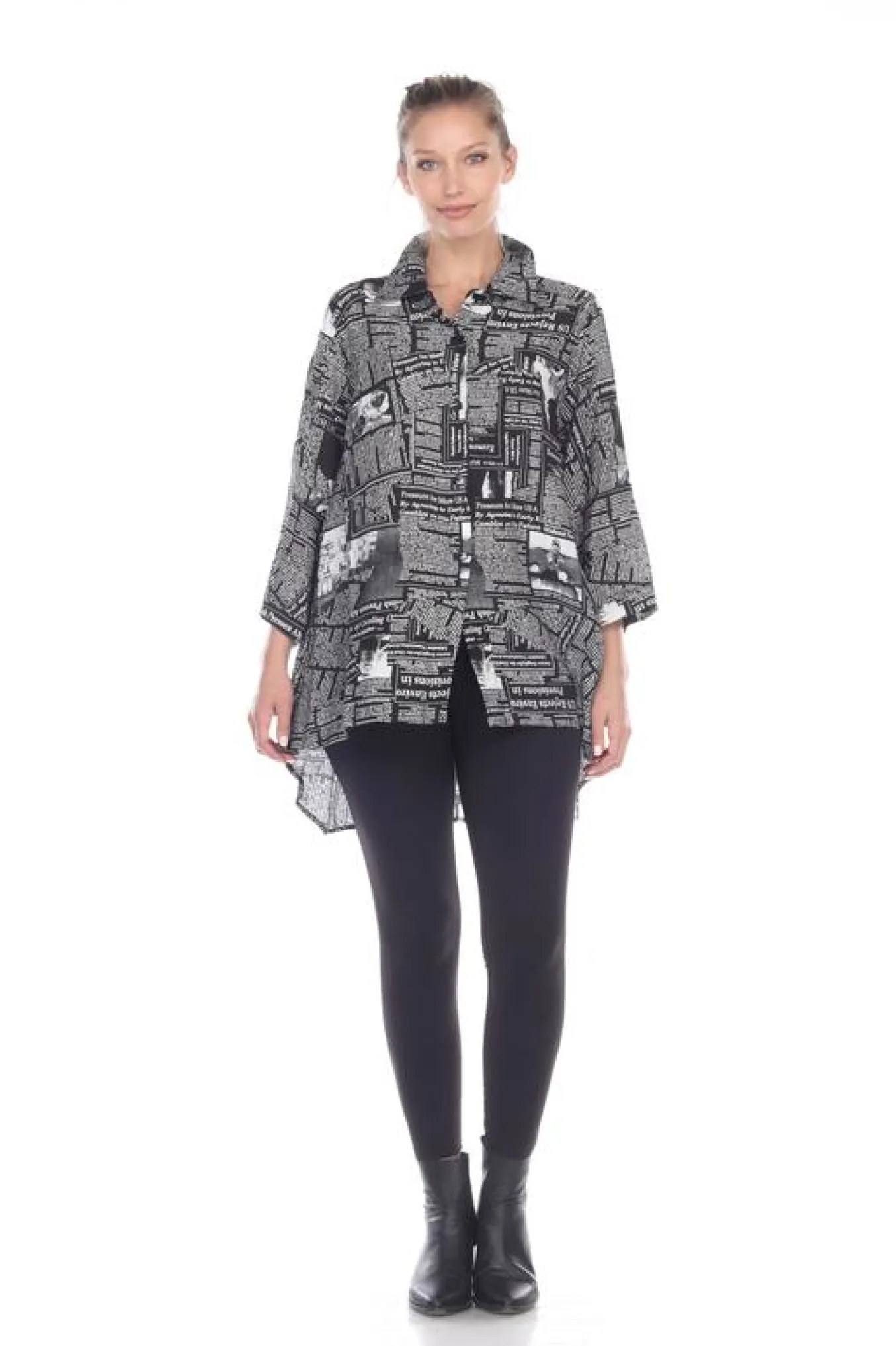 Moonlight. By Y And S. Newsprint Shirt Tunic.