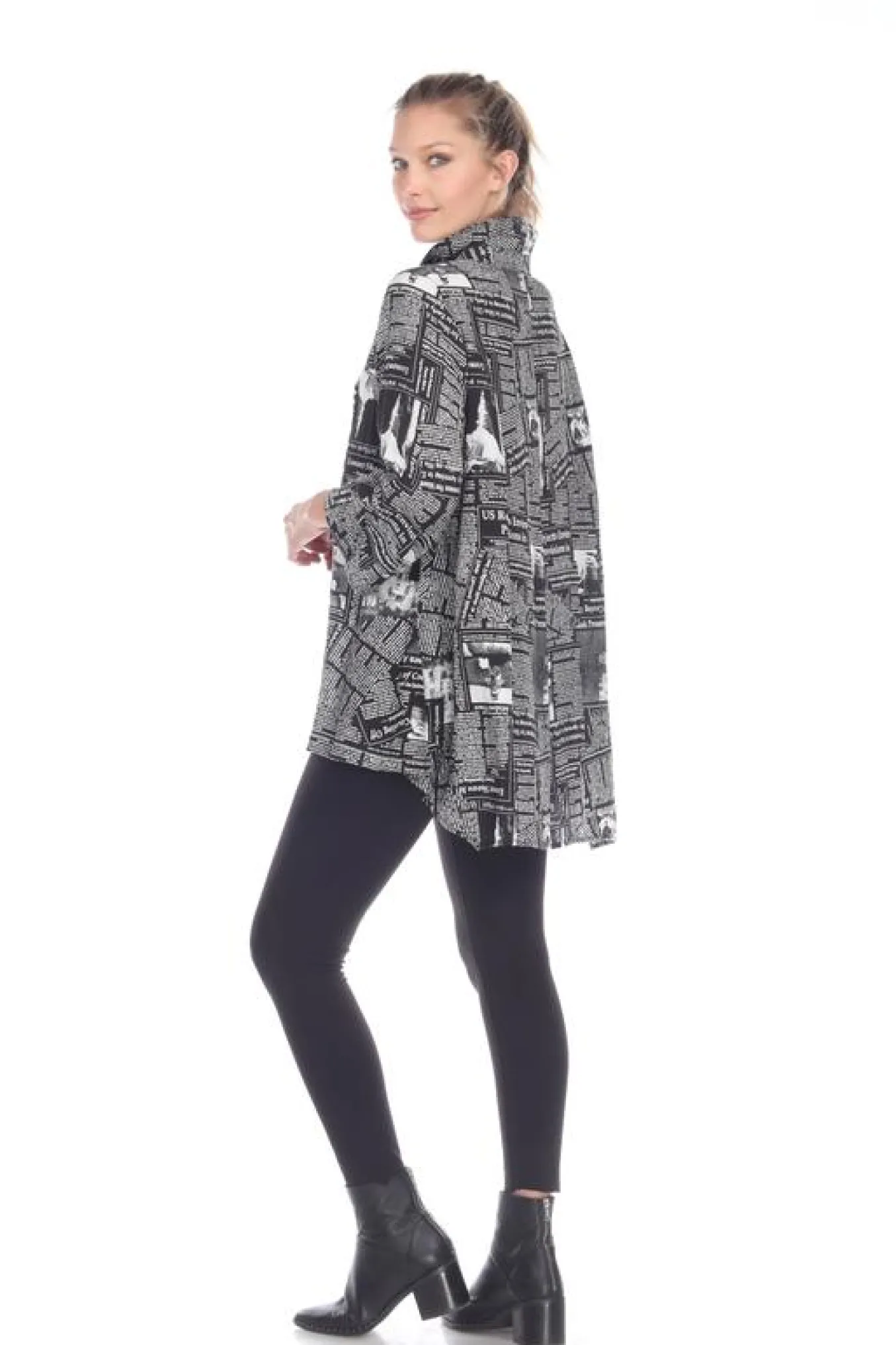 Moonlight. By Y And S. Newsprint Shirt Tunic.