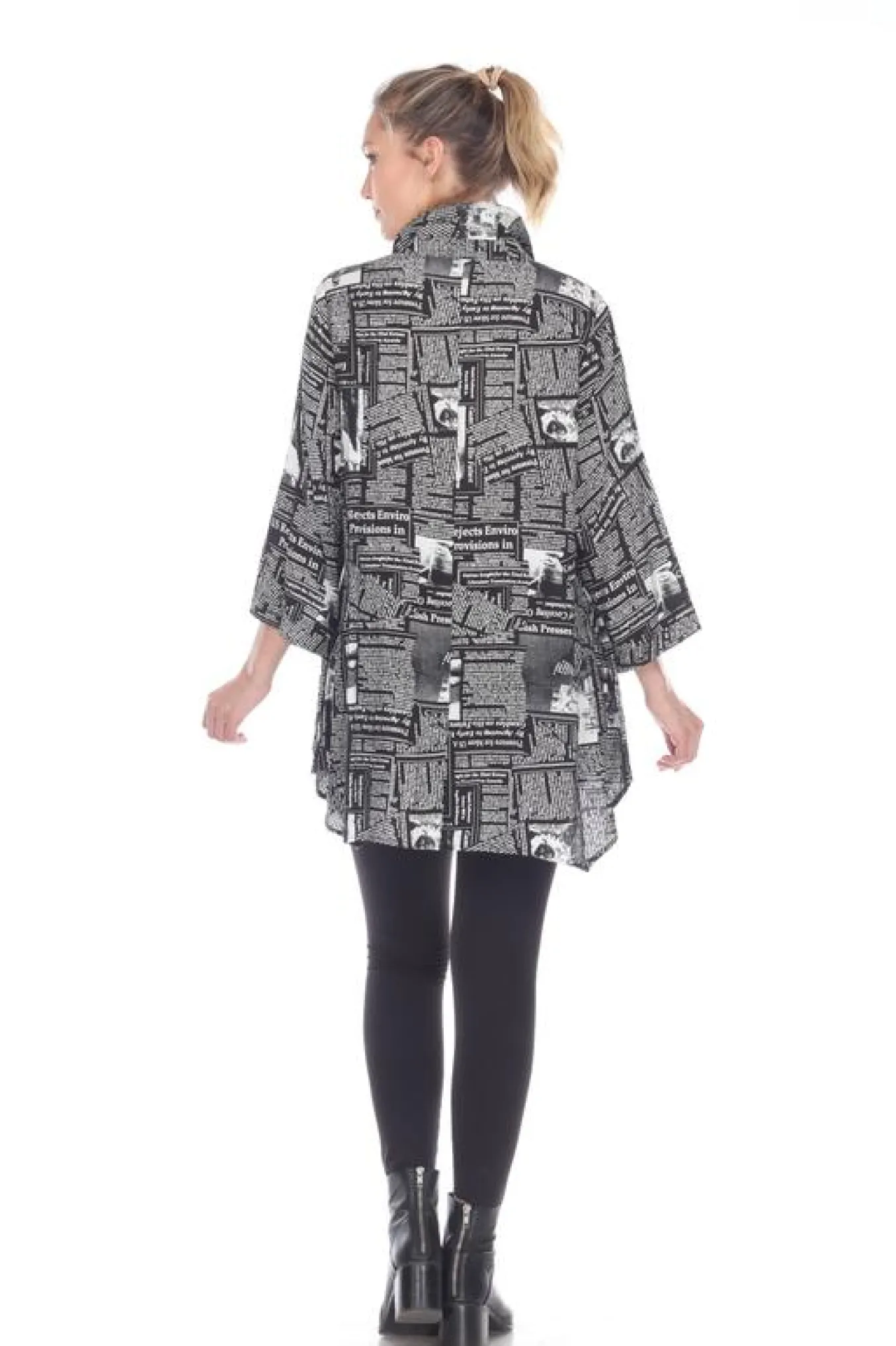 Moonlight. By Y And S. Newsprint Shirt Tunic.