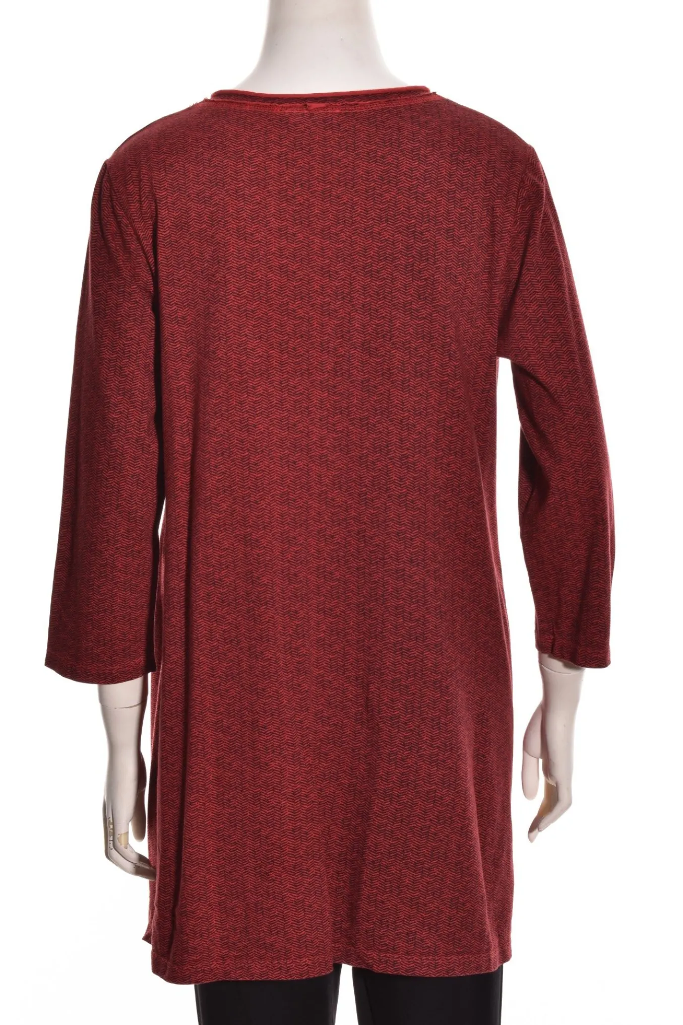 Prairie Cotton. Relaxed 3/4 Sleeve A-Line Tunic In Houndstooth.