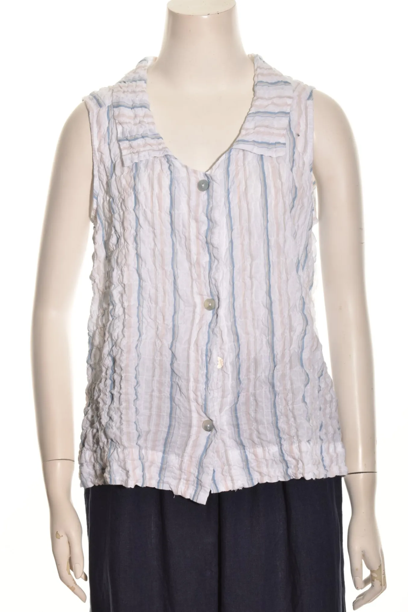 Cut Loose. Sleeveless Shirt-Crinkle Stripe.