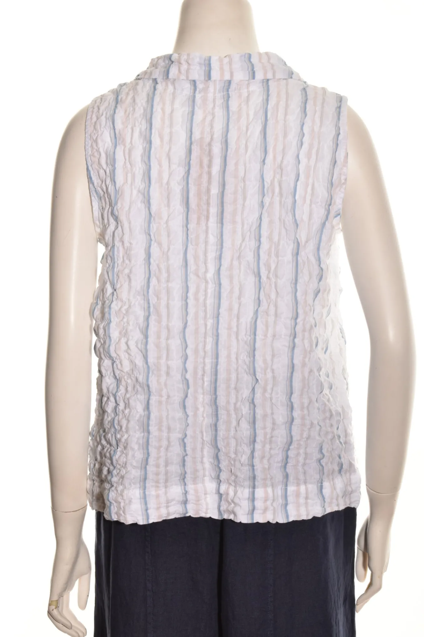 Cut Loose. Sleeveless Shirt-Crinkle Stripe.
