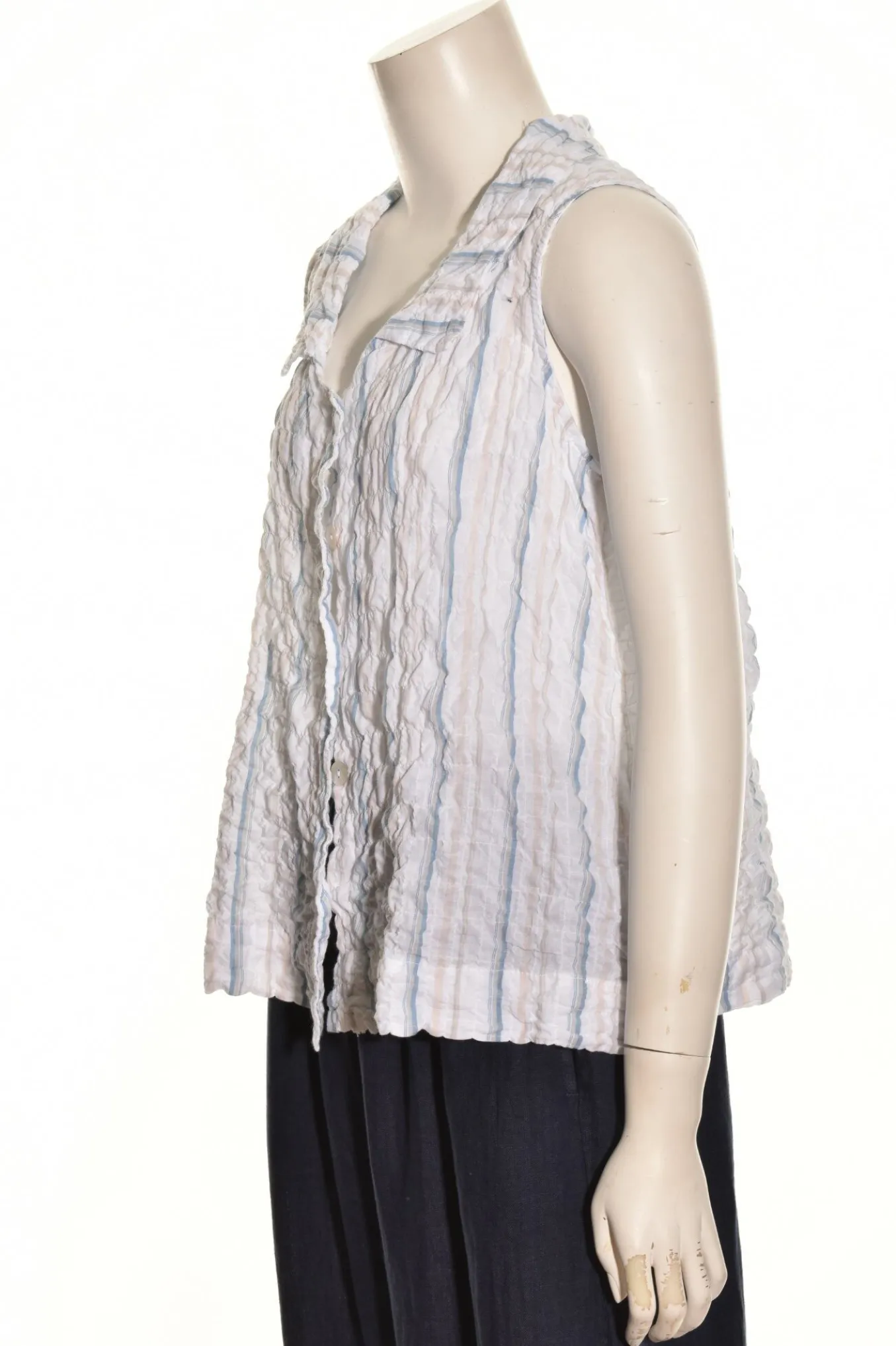 Cut Loose. Sleeveless Shirt-Crinkle Stripe.