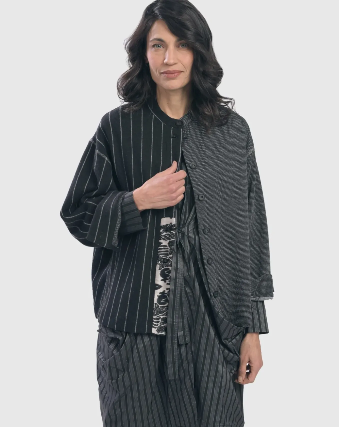 Alembika. Chalk Striped Shirt Jacket.