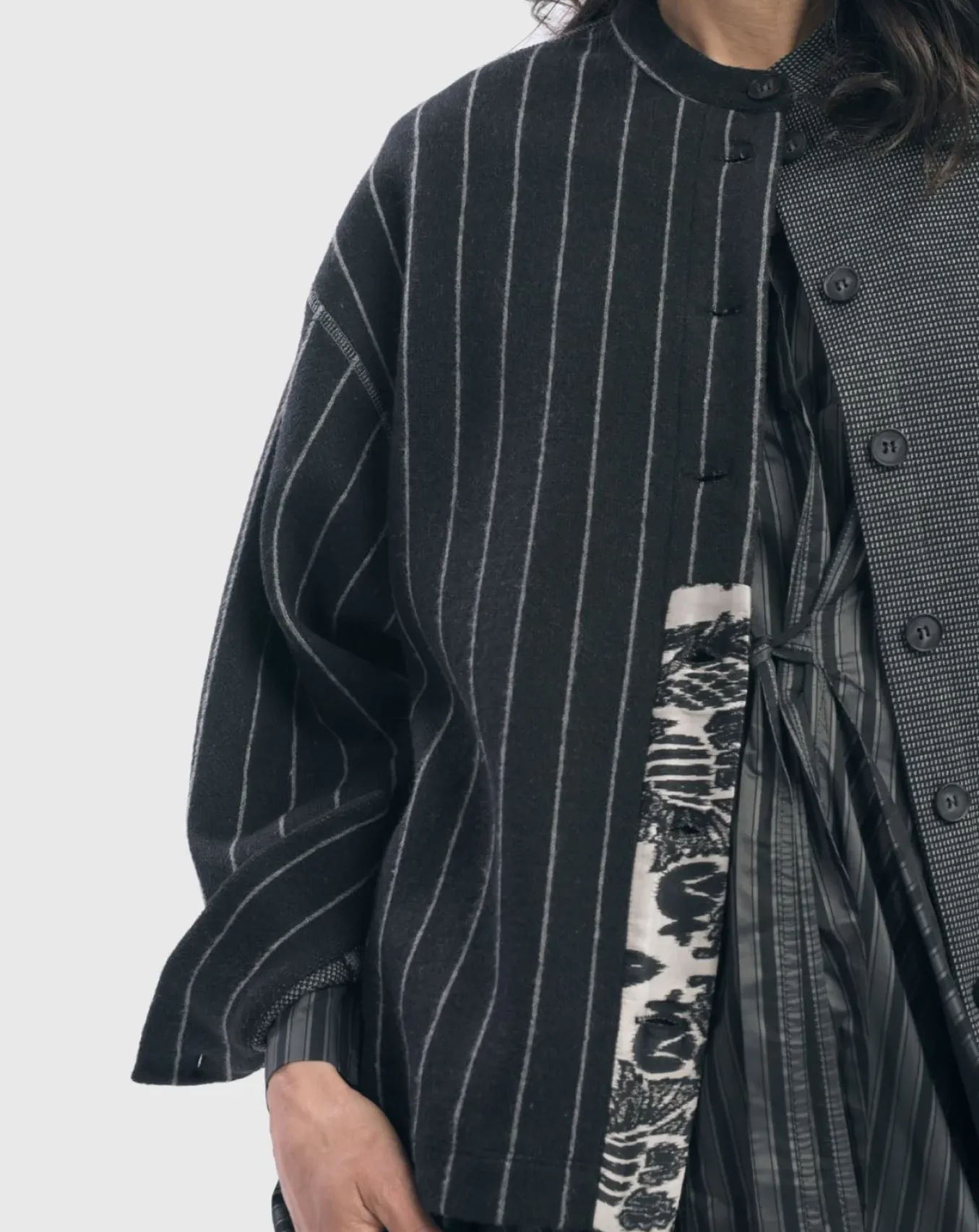 Alembika. Chalk Striped Shirt Jacket.
