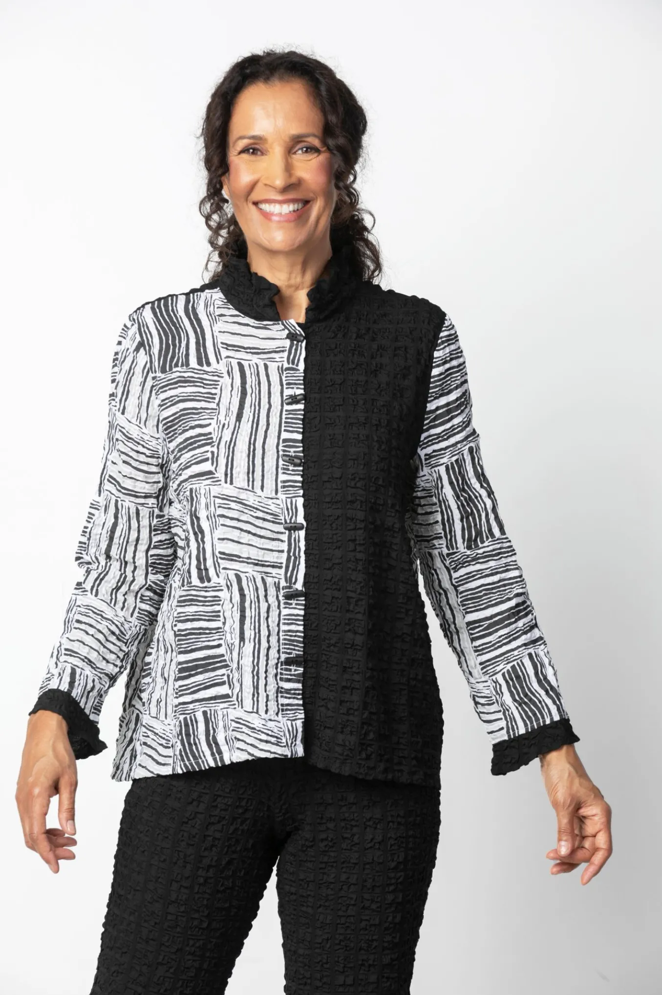 Habitat. Pucker Weave Flounced Collar Jacket.