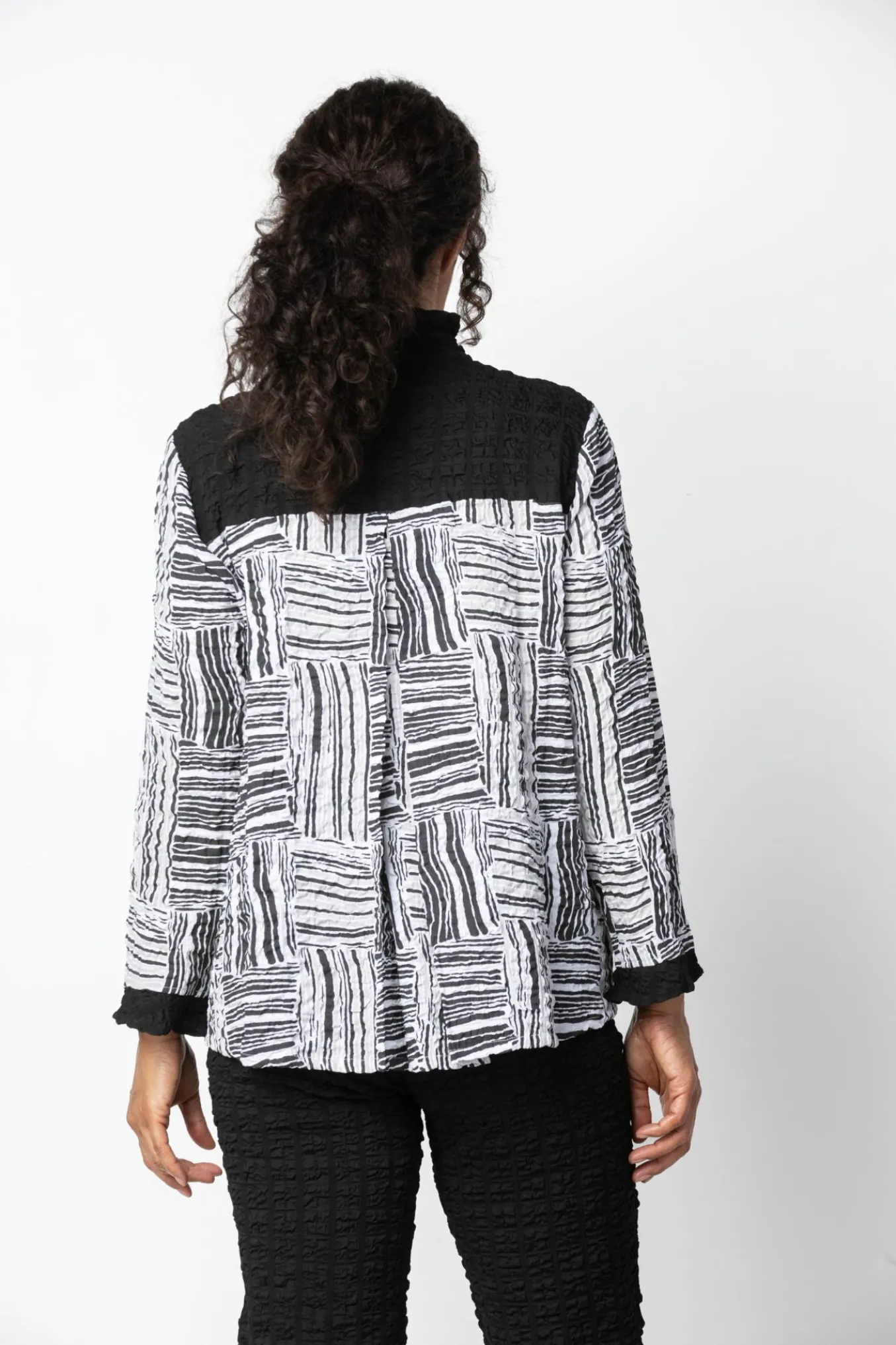 Habitat. Pucker Weave Flounced Collar Jacket.