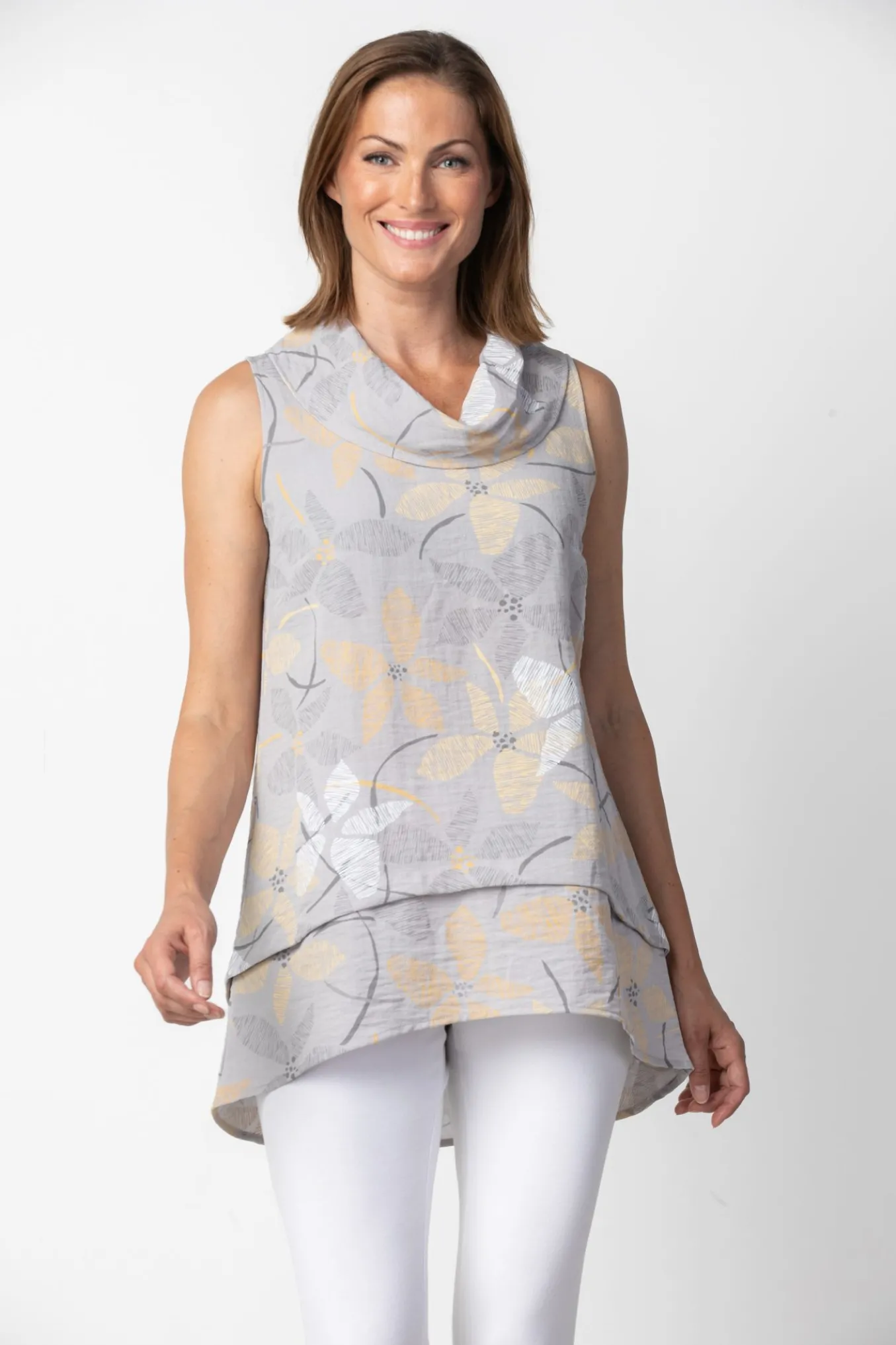 Habitat. Mixed Drape Collar Tunic.